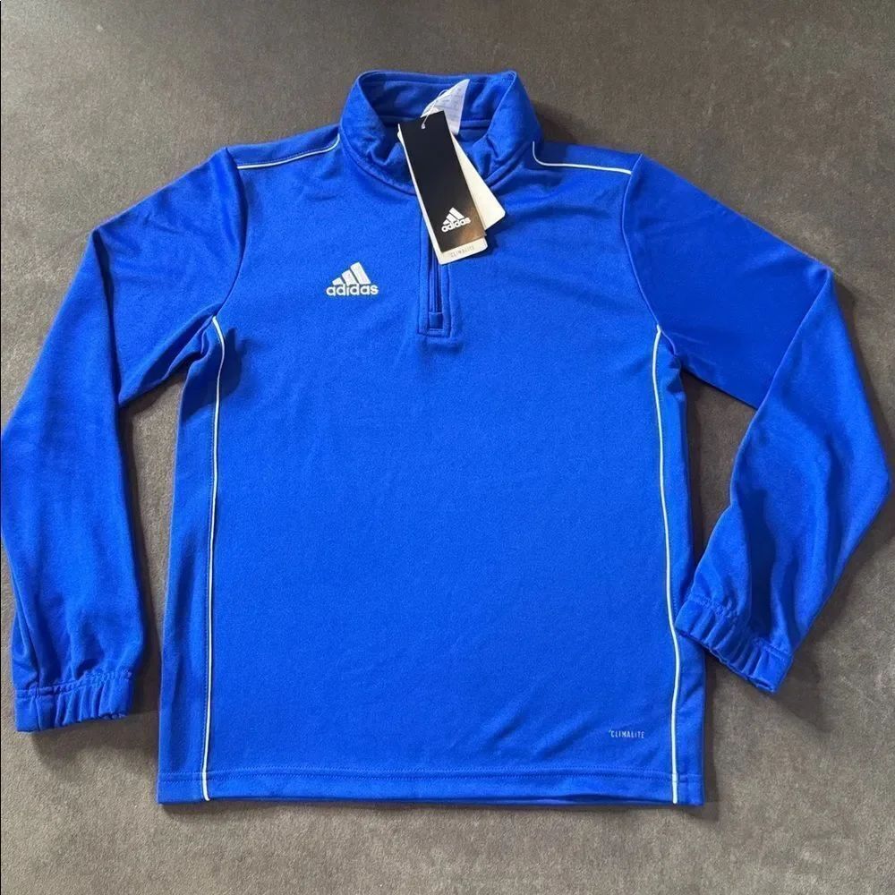 Adidas Youth Unisex Royal Blue 1/4 Zip Athletic Sweatshirt TR Top Core18 Small